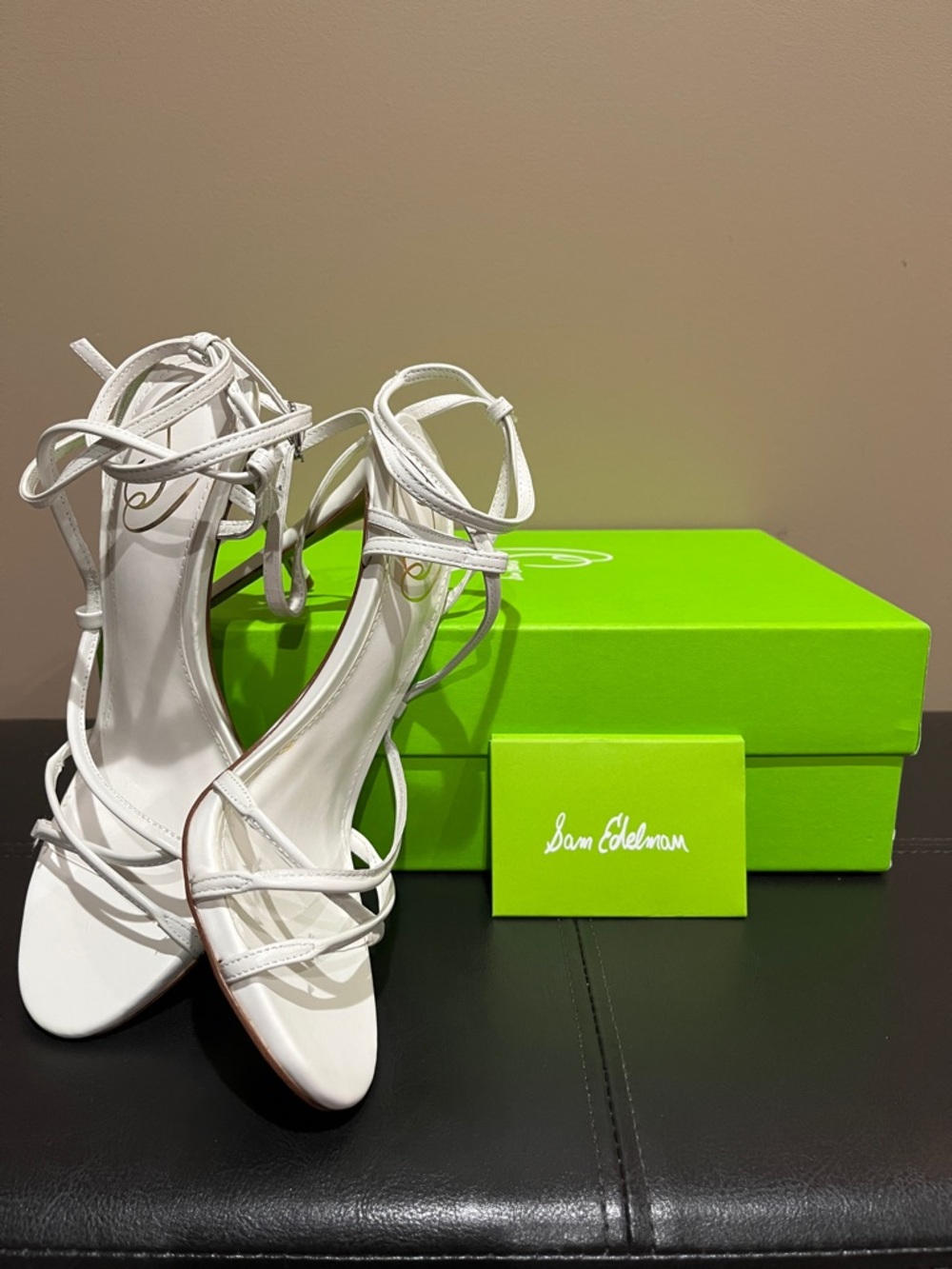 Sam Edelman White Lace-Up Strappy Heels